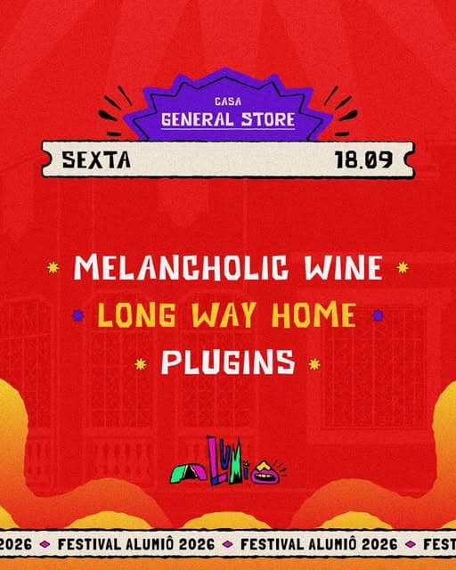Cartaz oficial de sexta, 18/09: General Store. A programação está disponível em texto na página Programação.